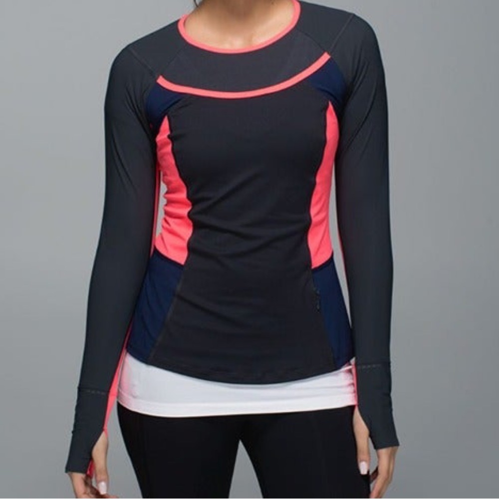 lululemon athletica Long Sleeve Athletic Top in Black, Pink, Navy, White
